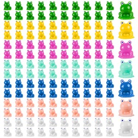 LHSYFBZ 140Pcs Mini Resin Frogs, Mini Frog Figurines, Colorful Little Small Miniature Plastic Tiny Frogs for Fairy Garden Miniature Moss Landscape Decoration