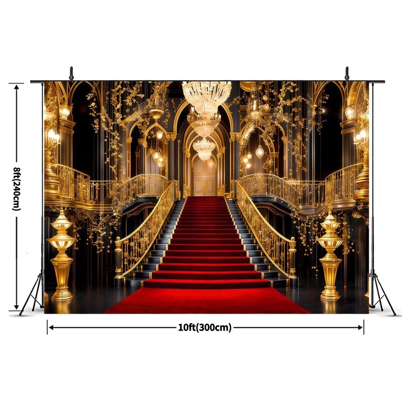 Red Carpet Backdrop 10x8ft Luxurious European Palace Backdrop