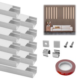 HAMRVL 10-Pack 3.3Ft/1M 10×10mm LED Aluminum Channel System for Wood Slat Wall Panels, U Shape LED Channel Profile with Mounting Accessories, LED Strip Lights Diffuser for Acoustic Panels Home Decor