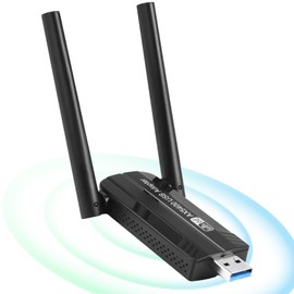 OFFCUP Wifi Dongle, 5400Mbps USB Wifi Adapter, USB 3.0 5dBi Antenna WiFi 6E Wireless Adapter, Tri-Band 2.4GHz/5GHz/6GHz USB Wireless Adapter for PC/Desktop/Tablet/Laptop, Support Windows 11/10