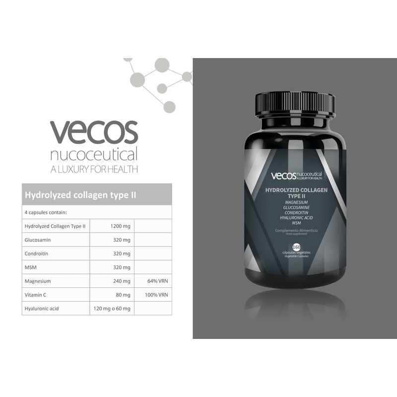 Vecos Hydrolysed Collagen Type II with Chondroitin and Hyaluronic Acid,