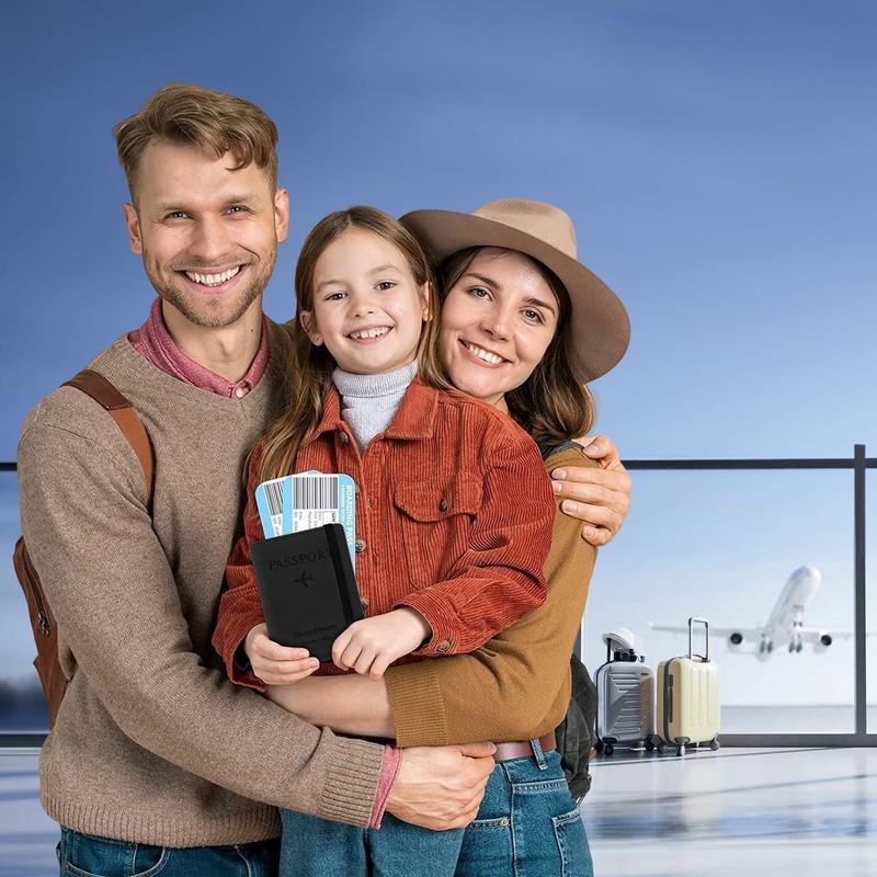 2 PACK Cartera para Pasaporte RFID, Pasaporte Funda para Hombres