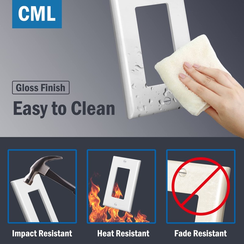 CML Mid-Size Decorator Wall Plates, 20 Pack Electrical Outlet Receptacle