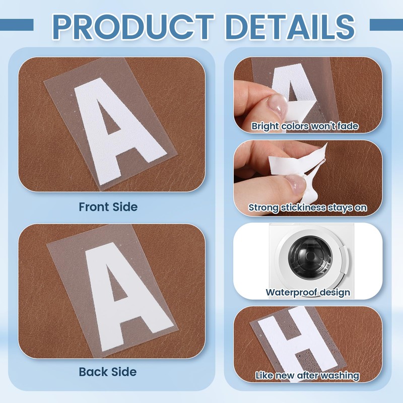 HJZHII 10Sheets White Iron on Letters for Clothing