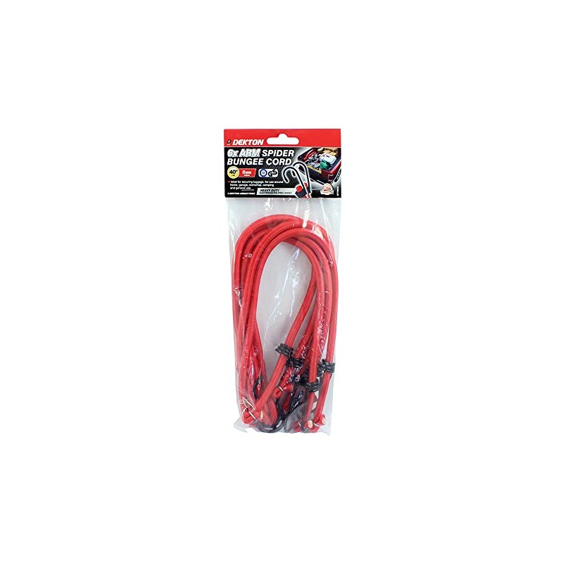 DEKTON DT70676 Spider Hook Bungee Cords, Black/Red, 40-inch x 8