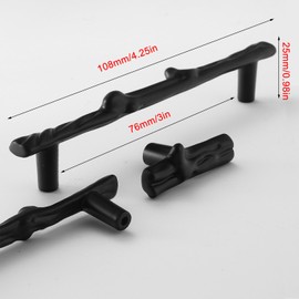 Huyfoig 3 Inch Cabinet Pulls, Black Tree Branch Cabinet Handles, Modern Rustic Twig Cabin Drawer Pulls Decorative Replacement Handles 3" 8 Pack