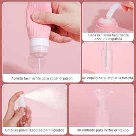 Set 3 Botellas de Viaje Silicona 70ml,Envases Herméticos.