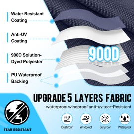 Caminor Bimini Top Storage Boot Cover with Light Hole, 3 Bow 61"-66" W, Durable Heavy Duty Waterproof 900D Marine Grade, Pontoon Bimini Top Replacement Boot, Navy Blue