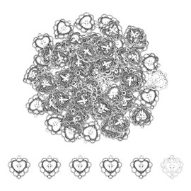 UNICRAFTALE 80pcs Heart Cross Charms Tibetan Style Love Heart Pendant Antique Silver Vintage Cross Heart Charm Easter Crucifix Charm for Valentine Gifts Keychains Bracelets Jewelry Making