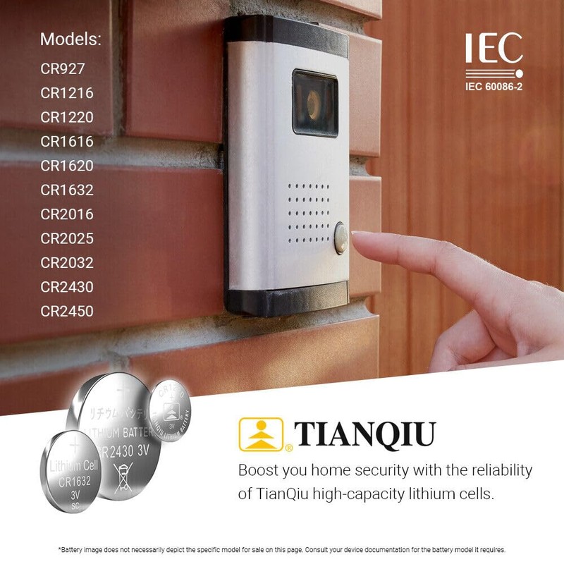 TIANQIU 2032 Battery (CR2032/ DL2032/ E-CR2032/ SB-T51/ LF1/ 2V) Lithium