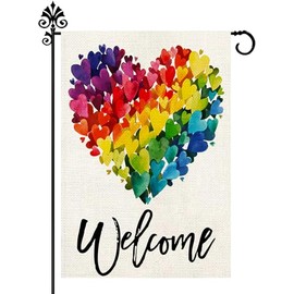 Peace and Love Pride Rainbow Garden Yard Flag 12 x 18 Inch Double Sided Outdoor Decorative Welcome Flag Banner Home House Lawn Yard Flag Decoration -A