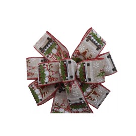 Handmade Large 10" Hand Made Wreath Bow - Wired Linen- Christmas Gnome - Holiday Red