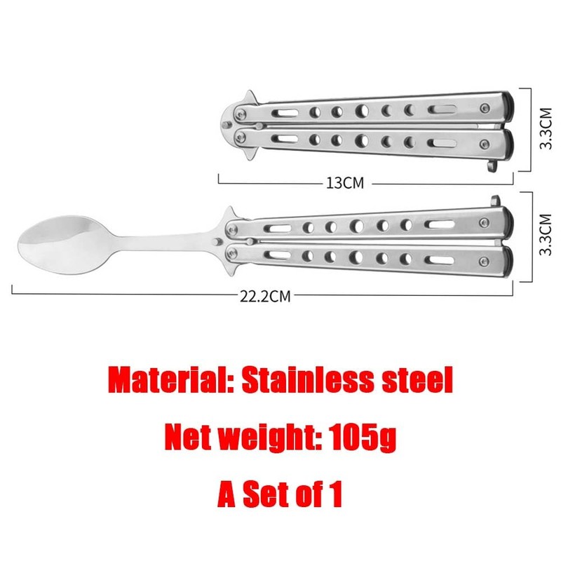 Butterfly Spoon Camping Spoon Foldable Spoon Stainless Steel Utensils Camping
