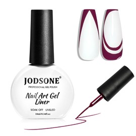 JODSONE 10ml Nail Art Gel Liner Dark Red Gel Nail polish at Home Salon Design with Thin Brush Need U V Lamp Cured