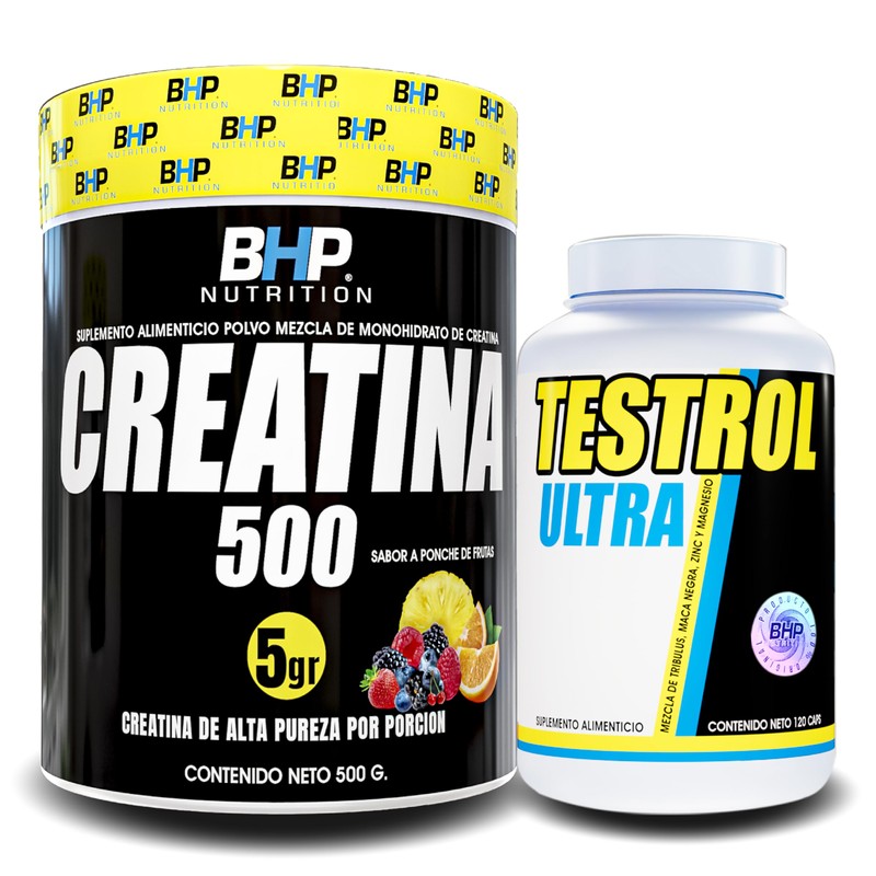 BHP NUTRITION- CREATINA MEZCLA 500G + BHP TESTROL 120 CAPS