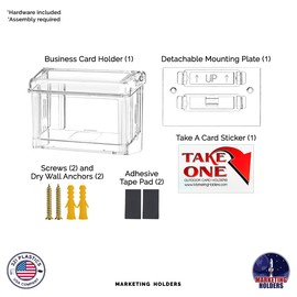 Marketing Holders Clear Outdoor Vehicle Business Card Holder for 3.5" x 2" Contact Info Cards Take One Sticker and Two Sided Tape Included Heavy Duty Plastic