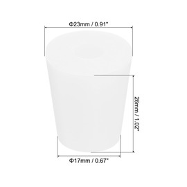 MECCANIXITY Silicone Rubber Tapered Plug 17mm to 23mm Solid Test Tubes Bungs Stopper with Hole White for Lab 6 Pieces