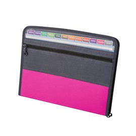 Small Expanding File Folder 13 Pockets Mini Accordion File Folder Documents Zipper Expandable Accordion Folder for Storage Receipts Bills Junior Size 10 x 5 Inches Pink