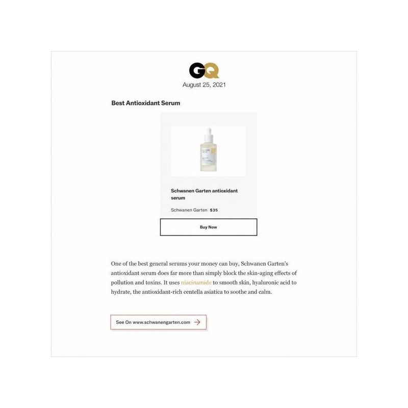 Schwanengarten Antioxidant Serum Intensive Whitening Elasticity Care / 슈바넨가르텐 안티옥시던트