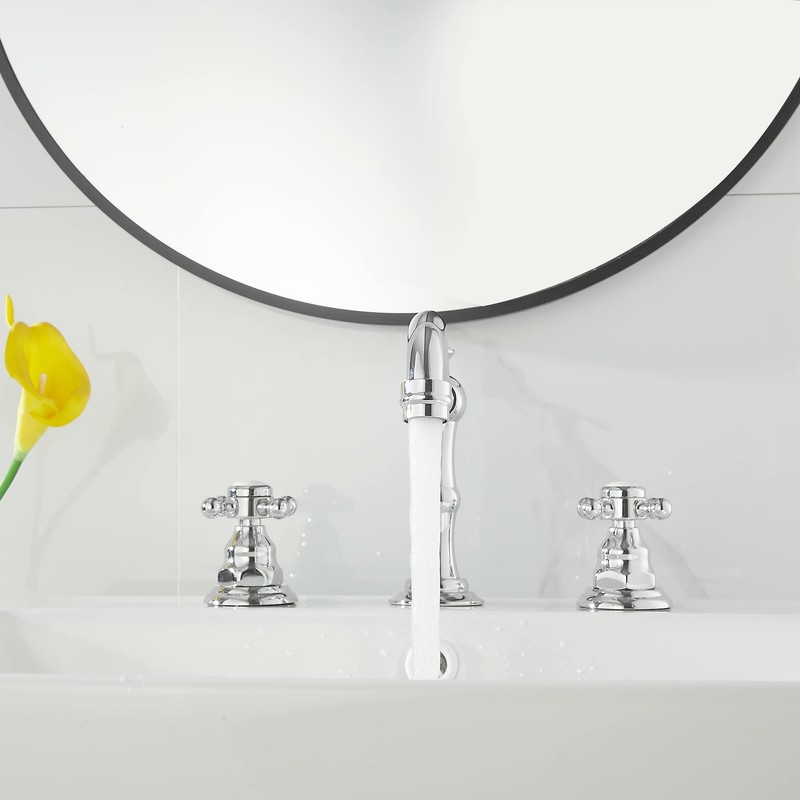 GGStudy 2 Handles 3 Holes Faucet Widespread Bathroom Sink Faucet