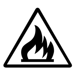Auto Vynamics - BMPR-TRIANGLE-FLAMMABLE-5-GBLA - Gloss Black Flammable Materials Symbol Caution Triangle Warning Sign - (1) Decal - 5-by-4.375-inches