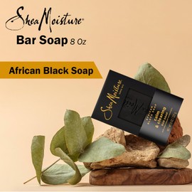 SheaMoisture Bar Soap African Black - Calm & Clearing Body Wash Bar Soap with Plant-Based Moisturizers to Balance Dry & Troubled Skin - 8 oz. Bar 2 Pack