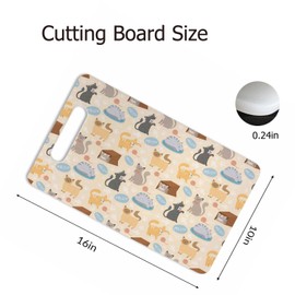 Bcumuq Cartoon Cat Cutting Board Cute Cats Kitten Funny Grip Handle Chopping Boards Cutting Board for Kitchen Plastic 16" x 10" x 0.24"