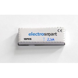 electrosmart Pack of 10 T2.5A 20mm x 5mm Glass Fuses 250v Slow Blow/Time Delay/Lag