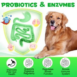 Dog Probiotics for Gut Health, Probiotics for Dogs, Canine Supplements for Digestive and Immunity Support, Gut Health,Yeast Balance, Dog Probiotic and Enzyme Tablets (180 Count)