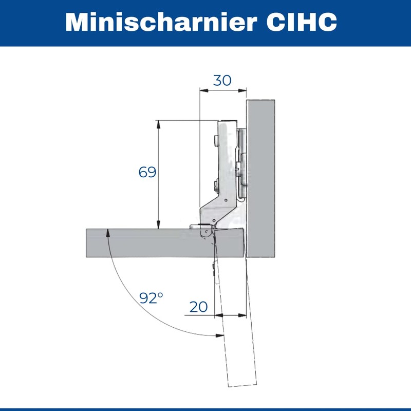 GTV - 4 x mini hinges with damping, pot diameter