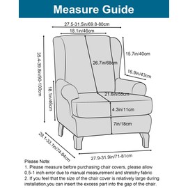 CRFATOP Wingback Chair Covers 2 Pieces Stretch Printed Wing Back Chair Cover Sofa Slipcover Washable Wingback Armchair Slipcovers Furniture Protector with Elastic Bottom for Wingback Chairs,B18
