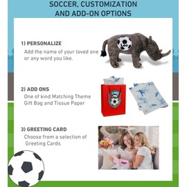 DolliBu Wild Collection Rhino Stuffed Animal with Soccer Ball Plush - Huggable Rhino, Adorable Playtime Plush Toy, Cute Wild Life Gift, Super Soft Stuffed Doll Animal Toy for Kids, Adults - 15 Inches