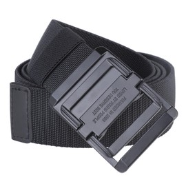 Sportmusies Adjustable Military Style Nylon Web Belt with Alloy Double Ring Buckle for Women & Men, Tactical Duty Elastic Belt, Black