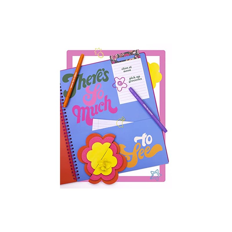 ban.do Yellow/Pink/Red Flower-Shaped Sticky Notes, Fun Office Supplies Set Includes