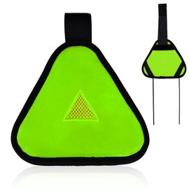 Reflective Triangle Sign, Bright Reflective Yield Symbol with Magic Adhesive Strap & Cord High Visibility Warning Safety Triangle Accessories for Bike Backpack Different Scenes (Green)