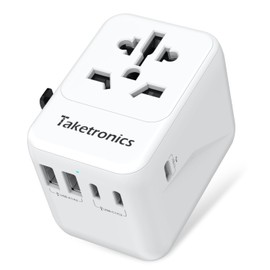 Travel Adapter Worldwide to US/UK/AUS/CN 224 Countries 2 USB-A and 3 USB-C Universal for EU USA UK Thailand China Australia Travel Adapter