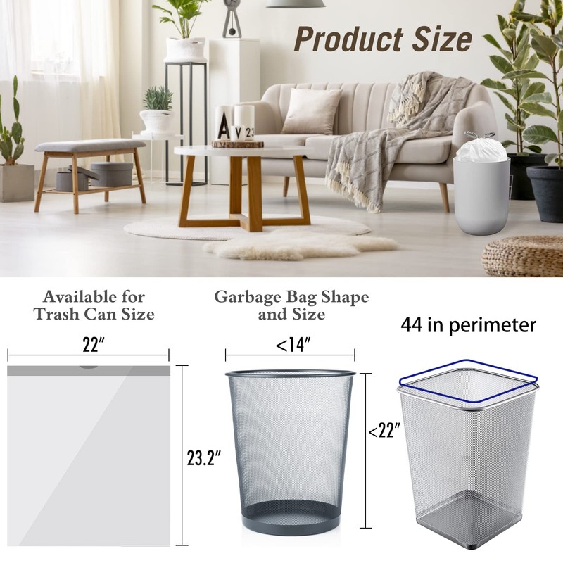 8 Gallon Trash Bags Drawstring, Strong Medium Kitchen Garbage Bag