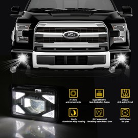 4inch LED Fog Lights Assembly for Ford F150 (2015, 2016,2017, 2018, 2019, 2020 all trim levels), 2017-2018 Super Duty,with DRL Daytime Running Lights Rectangular Bumper Driving Lamp Set Kit