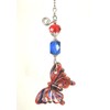 Big Bright Red and Cobalt Blue Lamp Work Glass Butterfly
