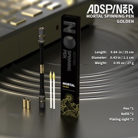 ADSPINZOR Mortal Spinning Pen Mod by Mr. Nope – Professional Trick Pen for Pen Spinning, Stress Relief & Precision Tricks – Balanced, Long, Anti-Slip Grip, Writable Fidget Spin Pen (Gold)