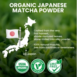 Oodle Coffee Organic Ceremonial Grade Matcha Powder 30g - Japanese Green Tea, First Harvest, Stone Ground - Hot/Iced Latte, Vegan, Gluten-Free, No Bitterness