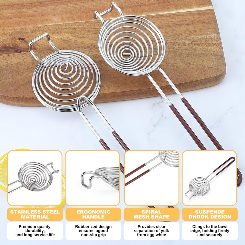 Stainless Steel Egg Separator Tool, Long Handled Egg Yolk Separator,