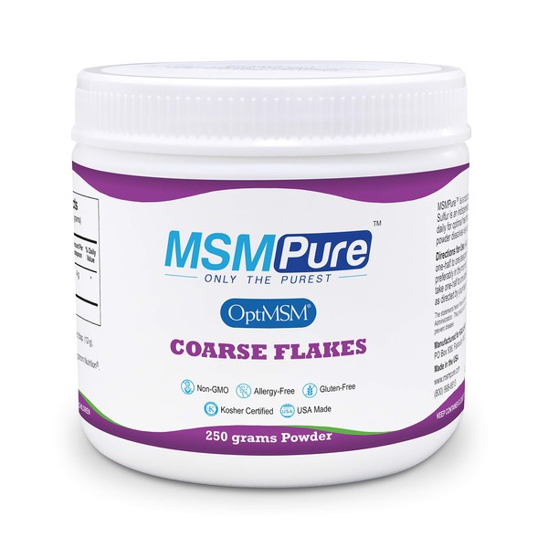 Kala Health MSMPure MSM - 8.8 oz Coarse Powder Flakes, 99.9% Pure Distilled Organic Sulfur Crystals for Joint Health, Skin & Hair, Made in The USA