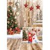 CHAIYA 5X7FT Christmas Backdrop Wood Floor Backdrop Winter Snow Xmas
