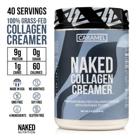 Naked Collagen Coffee Creamer - Caramel Collagen Creamer For Coffee - Dairy-Free, Gluten-Free, GMO-Free - Support Hair, Skin, and Nails - 40 Servings