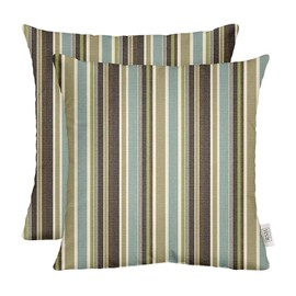 RSH DECOR: Sunbrella Square Throw Pillows Set of 2 | 17" x 17" | Water and Fade-Resistant Performance Fabric | Outdoor Pillow Covers with Down-Alternative Inserts | Brannon Whisper