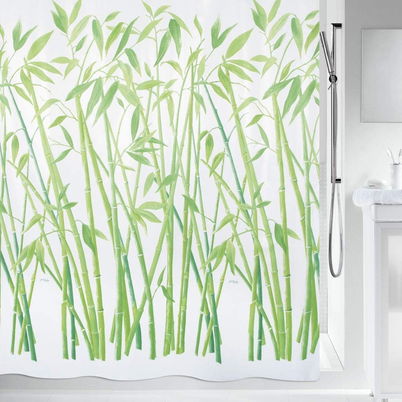 Spirella Anti-Mould Shower Curtain – Anti-Bacterial, Washable, Waterproof, Polyester, Bamboo,