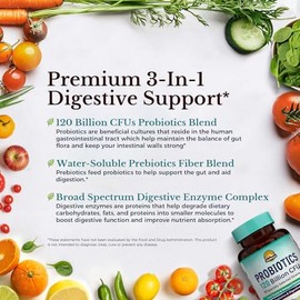 VITALITOWN Probiotics 120 Billion CFUs | 36 Strains, with Prebiotics & Digestive Enzymes for Men Women | Shelf Stable | Digestive Health & Immune Supp
