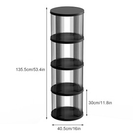 SYNCVIBE 4 Tier Rotating Bookshelf, Small Corner Bookshelf for Small Space, 360 Display Floor Standing Bookcase, Lazy Susan Plastic Narrow Book Organizer for Bedroom, Living Room, Round, Black