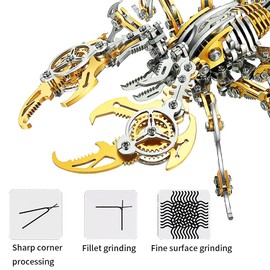StarryEyed Land 3D Metal Puzzles for Adults -Mechanical Scorpion Metal Model Kit - Stainless Steel Construction Puzzle kit - Perfect for Model Building Enthusiasts (Scorpion-Silver)